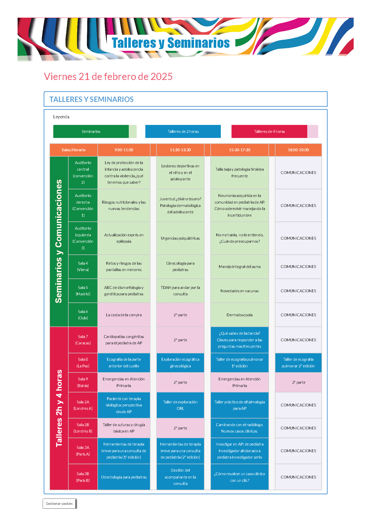 Talleres y Seminarios 21º Congreso AEPap 2025. Madrid 2022 de